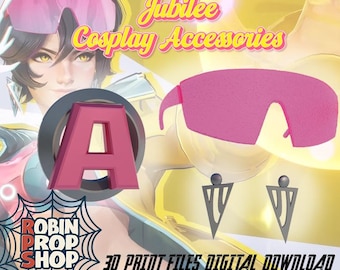 RPS Jubilee Marvel Rivals Cosplay Accessories STL File | Glasses, Earrings & Belt Buckle for 3D Printing
