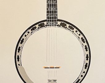 Screen printed Banjo Art Print by Brian Methe