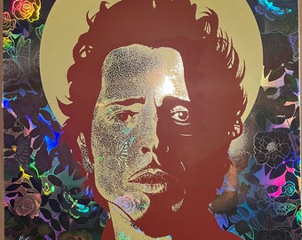 Chris Cornell hand screen printed art print very limited Brian Methe Floral Foil (only 2)