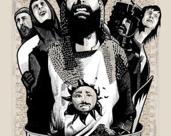 Póster oficial serigrafiado de edición limitada de "Monty Python y la Santa Gail" de Brian Methe