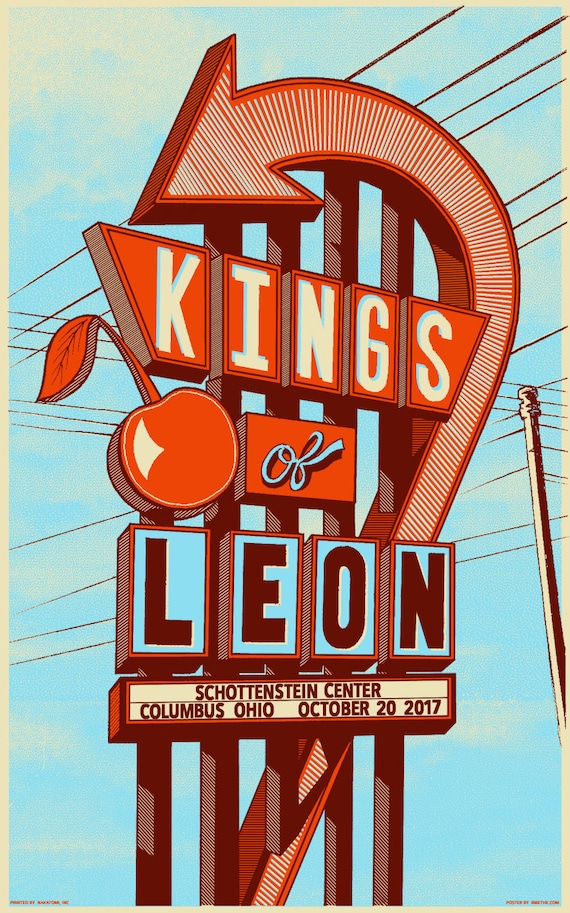 Official Kings of Leon Screen Printed Poster Columbus, OH 2017 - Etsy