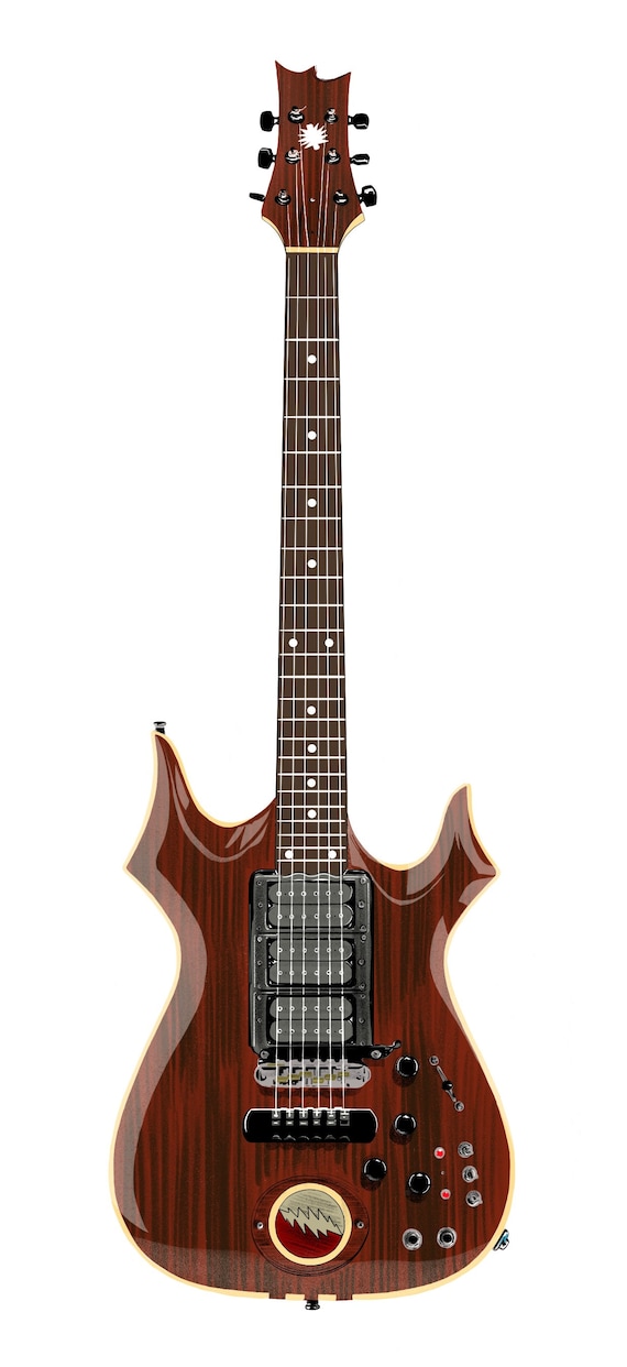Jerry Garcia Lightning Bolt Guitar Art Print by Brian Methe