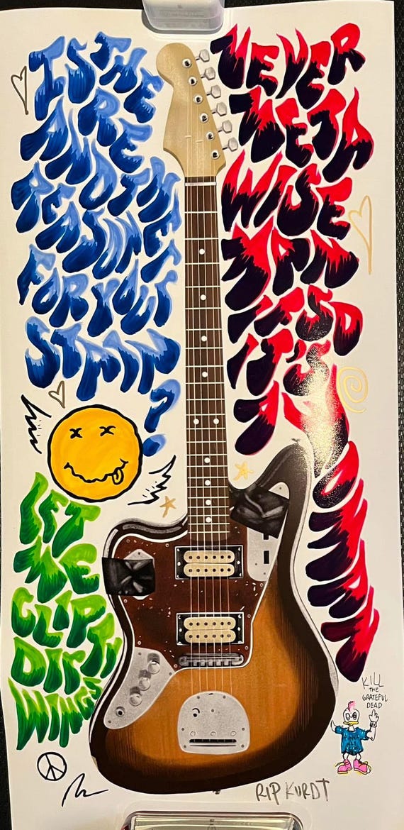 Kurt Cobain Jaguar Digital Guitar Art Print by Brian Methe - Etsy
