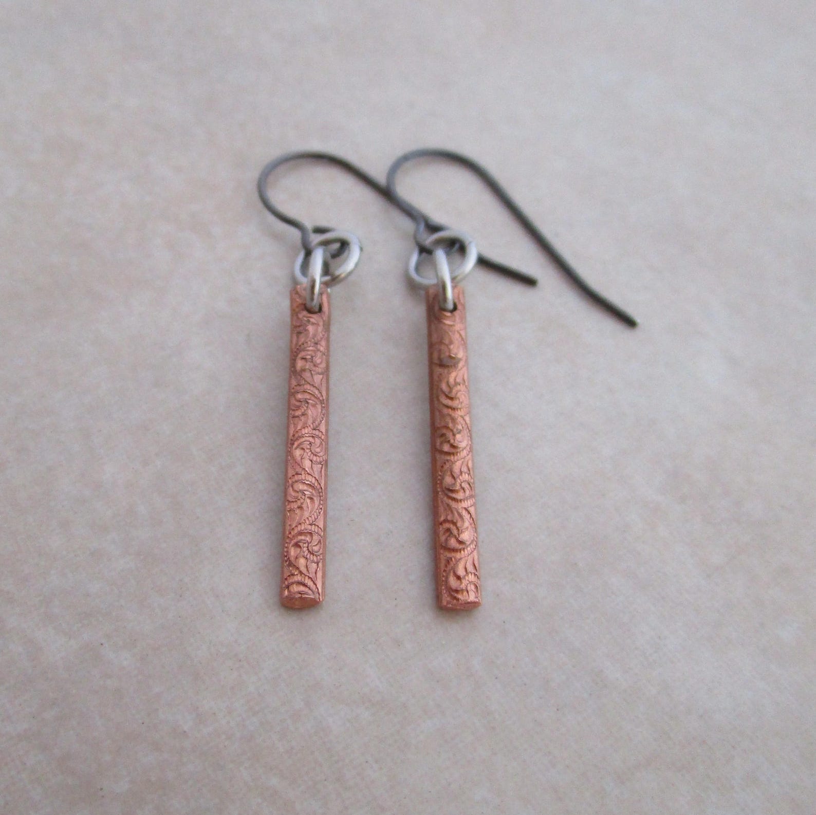Good things come in small packages earrings oxidized copper Etsy