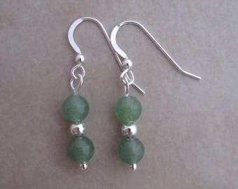 green aventurine sterling silver earrings
