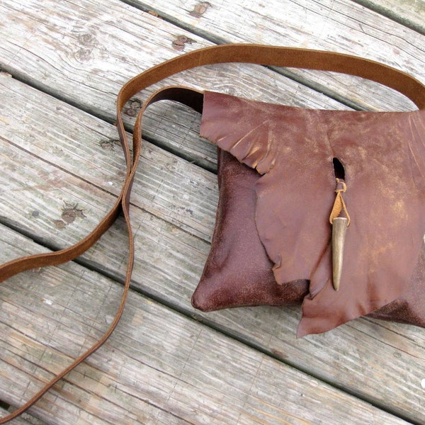 Rustic Distressed Leather Cross Body Bag Ready to Ship by Stacy Leigh