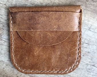 Leather Handstitched Pouch WWII Historic Inspired Style Distressed Brown Handmade Wallet by Stacy Leigh