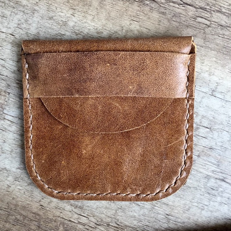 Leather Handstitched Pouch WWII Historic Inspired Style Distressed Brown Handmade Wallet by Stacy Leigh image 1