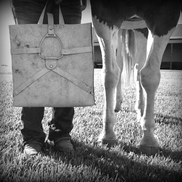 Distressed White Leather Equestrian Bag with Silver Stirrup - Horse Lover Tote Bag Gift for Her by Stacy Leigh