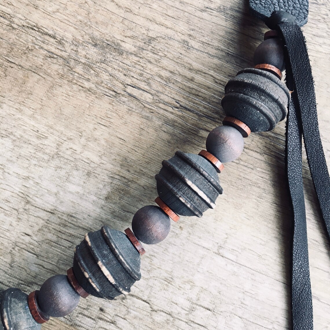 Black Leather Strap Necklace With Black Arrowhead and Vintage Etsy