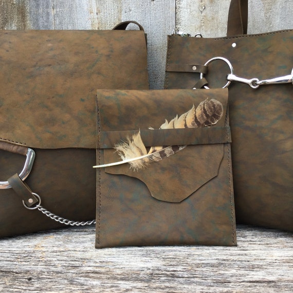 Camouflage Leather Handstitched Pouch / Sleeve With Raw Edges - Etsy