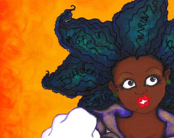 Print:11X14 16x20 20x30 Sometimes Burdens Are Really Sweet Blessings ! Affirmation Natural Hair by karin turner KarinsArt  african american