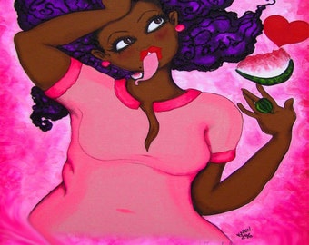 Prints:5x7 This too Shall Pass! Affirmation Natural Hair by karin turner KarinsArt  watermelon african american heart valentine