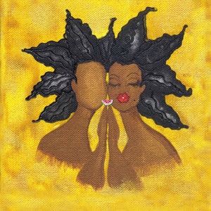 Prints:5x7 True Self (4)  Affirmation Natural Hair-karin turner KarinsArt african american watermelon spirit afro meditate