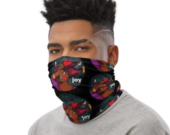 FACE MASK scarf JOY black karinsArt Neck Gaiter Unisex Affirmational headband