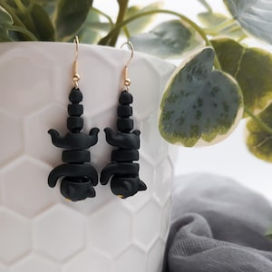 Black Cat Dangle Earrings | Articulated Animal Jewelry | Halloween Jewelry | Gothic & Spooky Gift Idea