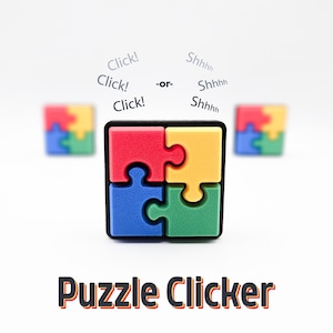 Puzzle Clicker | Loud or Silent Fidget Keychain | Sensory ADHD Stress Relief | Autism Awareness