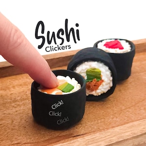 Sushi Fidget Clicker | Silent or Loud Sensory Keychain | Kawaii Keychain Gift | Stress Relief for ADHD & Anxiety