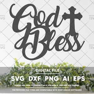 Que Dieu vous bénisse avec la croix, baptême, communion, fichier numérique, SVG, DXF, PNG, conception de chemise, décoration de gâteau, Cricut, Silhouette Studio (2401)