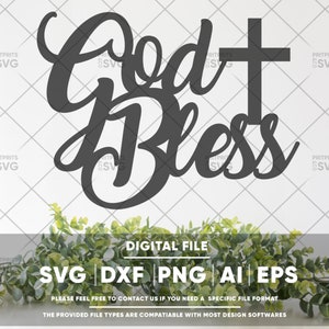 Que Dieu vous bénisse avec la croix, baptême, communion, fichier numérique, SVG, DXF, PNG, conception de chemise, décoration de gâteau, Cricut, Silhouette Studio (2404)