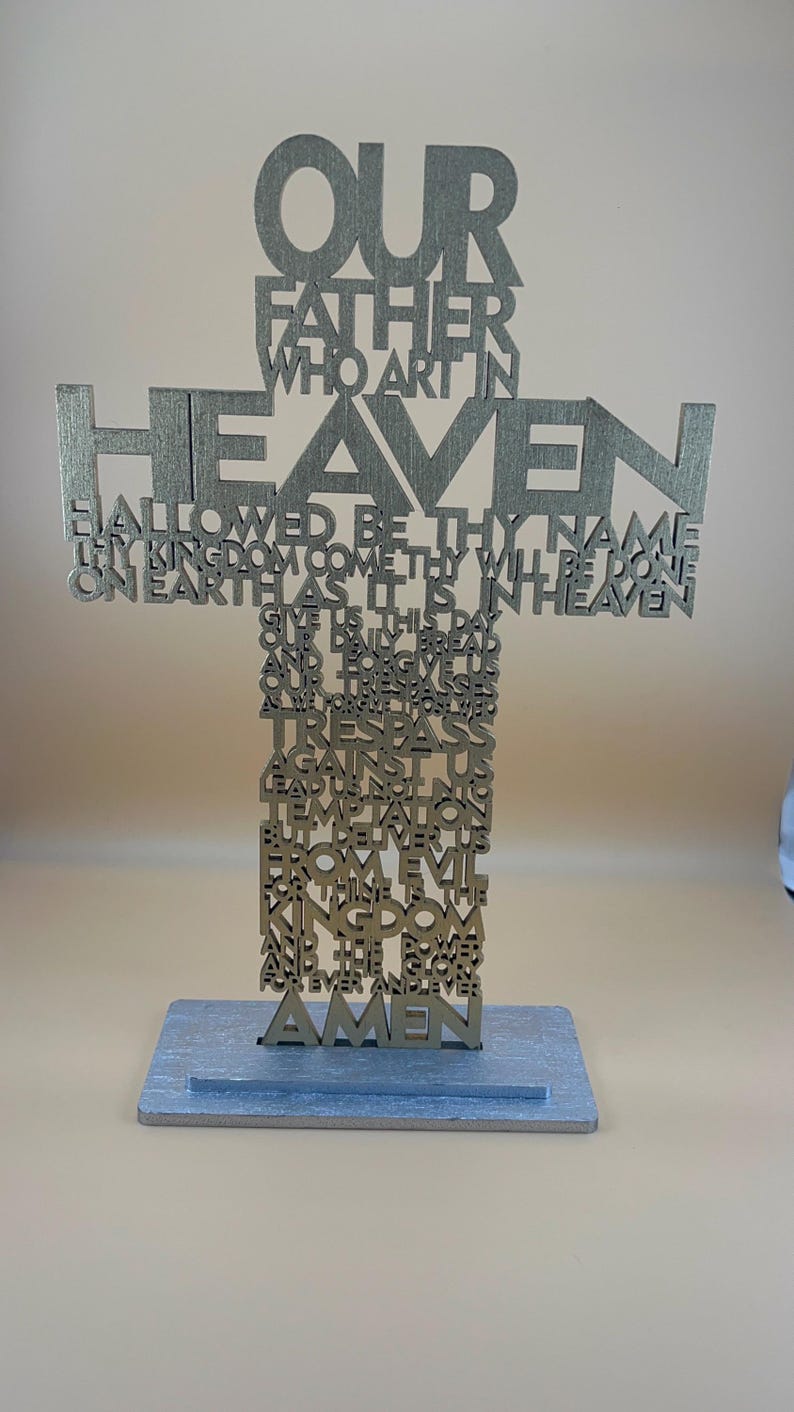 The Lords Prayer Our Father Laser Cut Cross Plywood Religious Gift ...