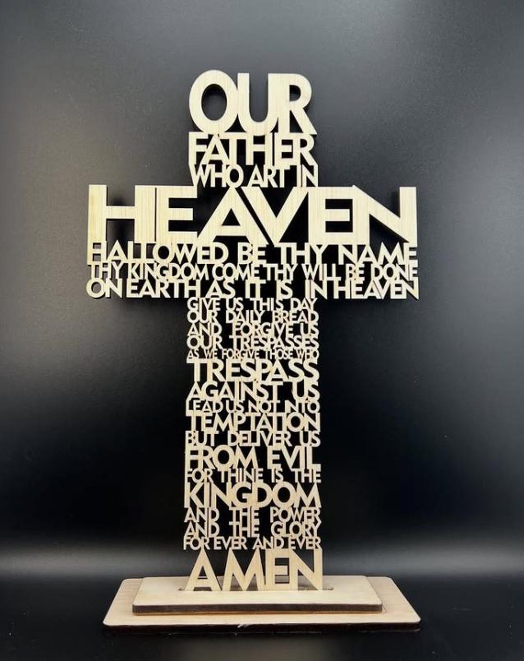The Lords Prayer Our Father Laser Cut Cross Plywood Religious Gift ...