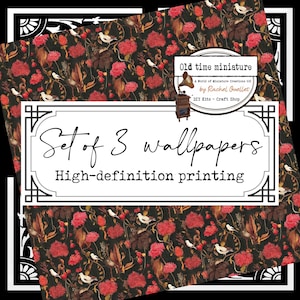 Set de papel pintado para casa de muñecas y manualidades. Impresión en alta definición sobre cartulina de calidad. Motivos de diseño únicos y originales.