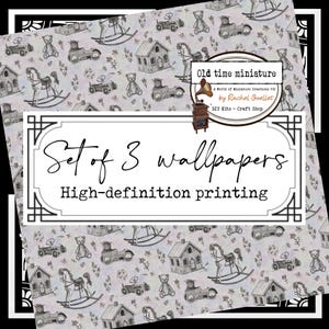Set de papel pintado para casa de muñecas y manualidades. Impresión en alta definición sobre cartulina de calidad. Motivos de diseño únicos y originales.