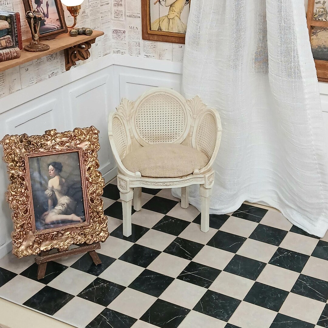 Dollhouse Miniature Mop With Red Tin Bucket - 1:12 Scale Cleaning Accessories For Doll House