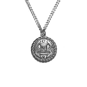 Tempus Fugit winged hourglass necklace in sterling silver or gold