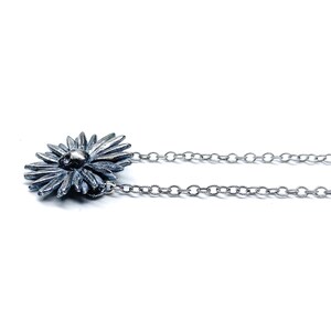Daisy Skull necklace in oxidized sterling silver image 2