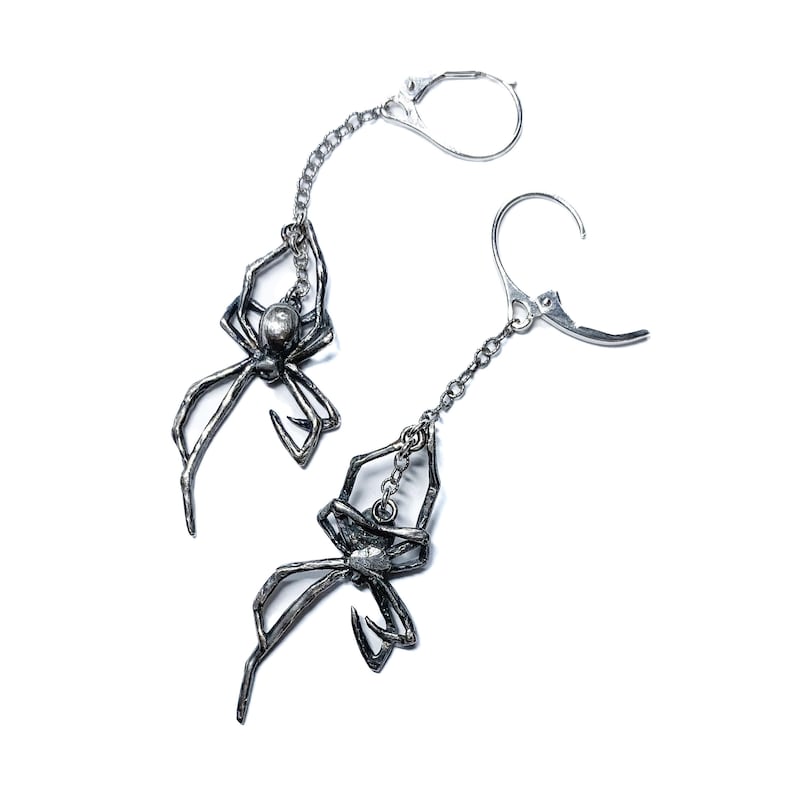 Black Veil AO Mini Spider Earrings in Sterling Silver or Etsy