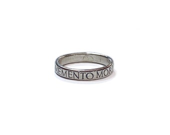 Memento Mori band ring in sterling silver or gold