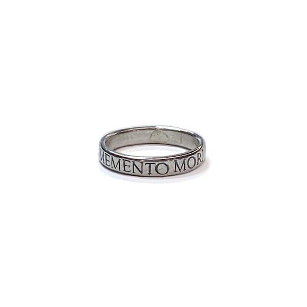 Memento Mori band ring in sterling silver or gold