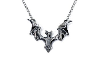 Morticia bat necklace in sterling silver