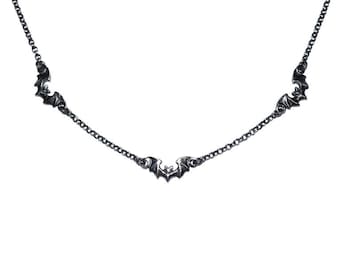 Dusk bat necklace in sterling silver or 14k gold