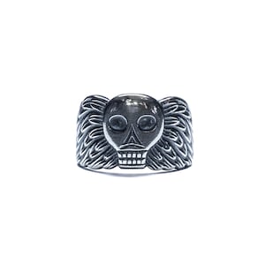 Mega Taphophile ring in sterling silver or gold memento mori skull