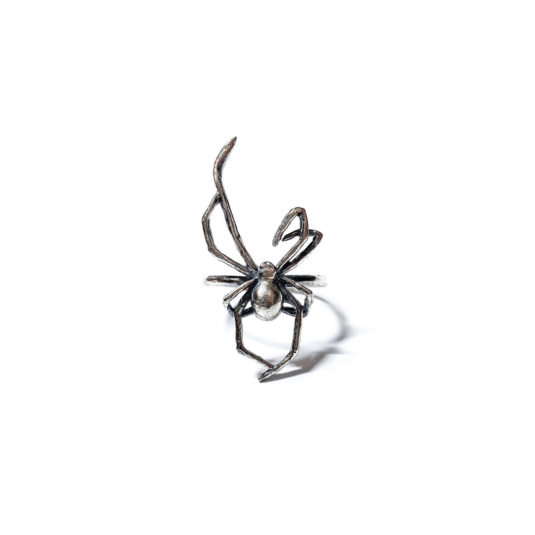 Black Veil AO Mini Spider Ring in Sterling Silver or 10k Gold Etsy