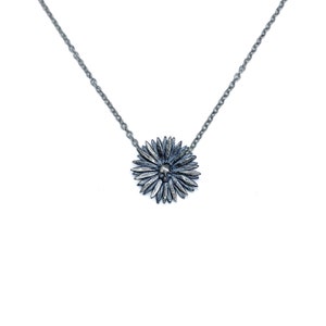 Daisy Skull necklace in oxidized sterling silver image 1