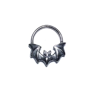 Dusk bat septum ring in sterling silver or gold