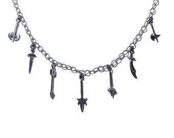 Armory charm necklace in sterling silver or 14k gold