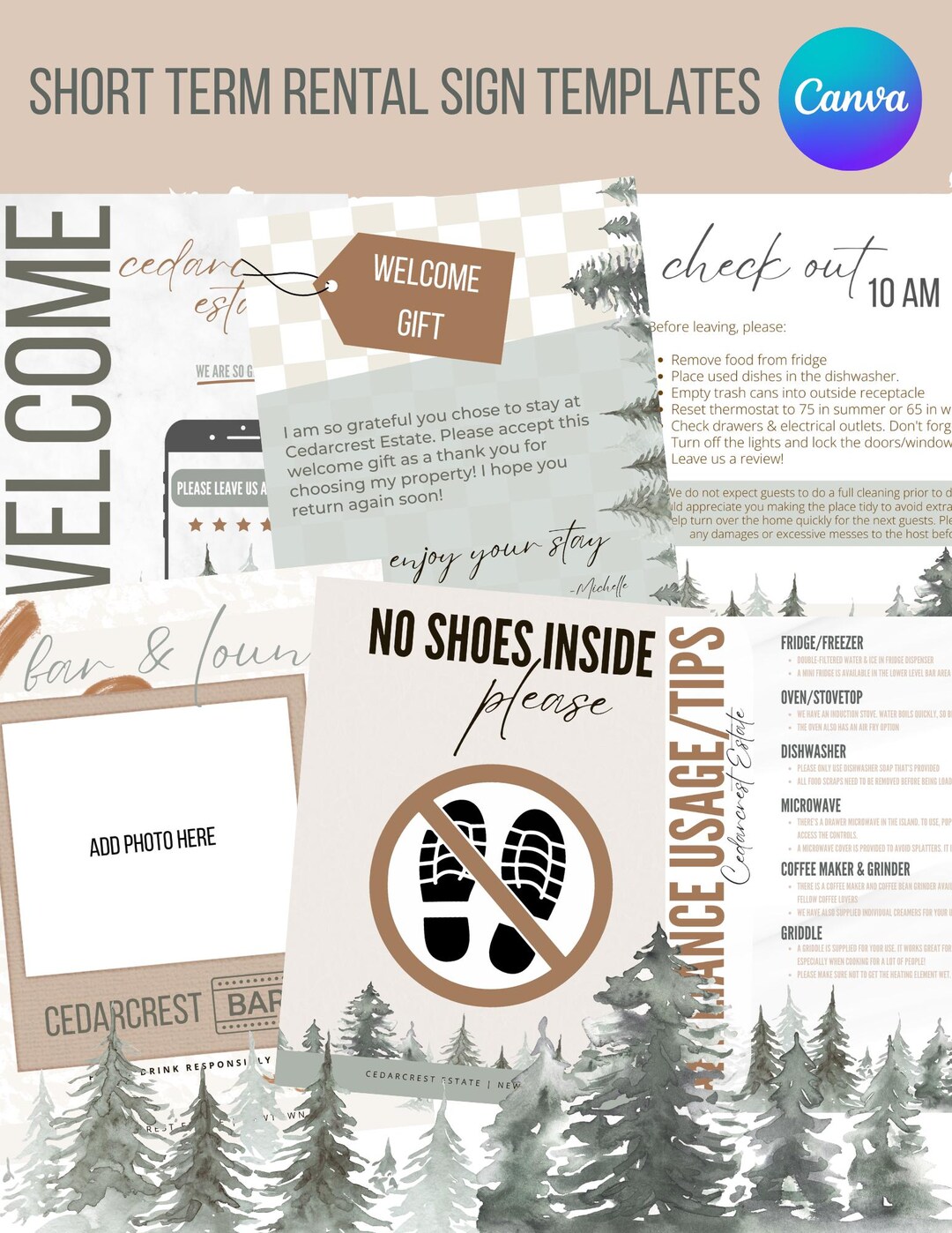 Short Term Rental Sign Template Bundle for Hosts - VRBO - AIRBNB - STR ...