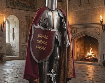 Medieval Templar Knight Armor, Black Steel Crusader Costume, LARP & Cosplay