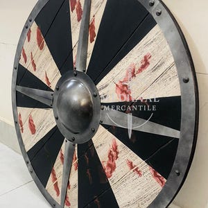 Battle Ready Viking Shield: Hand-Painted Wood & Steel, 30&quot;