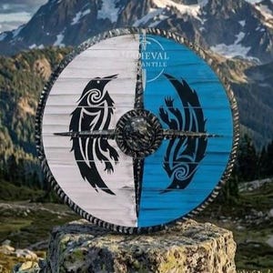 Handcrafted Viking Shield Raven Norse Design, Cosplay Wall Art & Battle Ready Decorative Shield