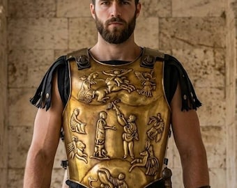Handmade Brass Roman Augustus Cuirass, Medieval Muscle Armor Breastplate (LARP Cosplay)