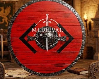 Handcarved Wood Viking Shield Norse LARP Battle Handcrafted Cosplay & Wall Decor
