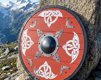 Handcrafted Viking Shield with Celtic Knotwork, LARP Battle Shield & Cosplay Armor,  Wall Decor