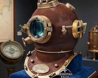 Antique US Navy Mark V Diving Helmet Replica,  Vintage Nautical Maritime Decor  Gift