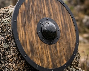 Medieval Viking Wooden Shield, Round Battle Ready Shield for LARP & Cosplay, Norse Warrior Armor